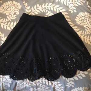 Stretchy Black Lace Cutout Skirt